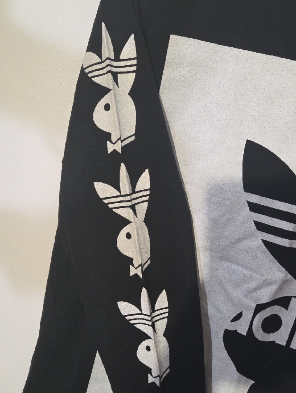 Aintnobodycool Adidas x Playboy - Black & White Graphic Long Sleeve Tee - Picture 6 of 6